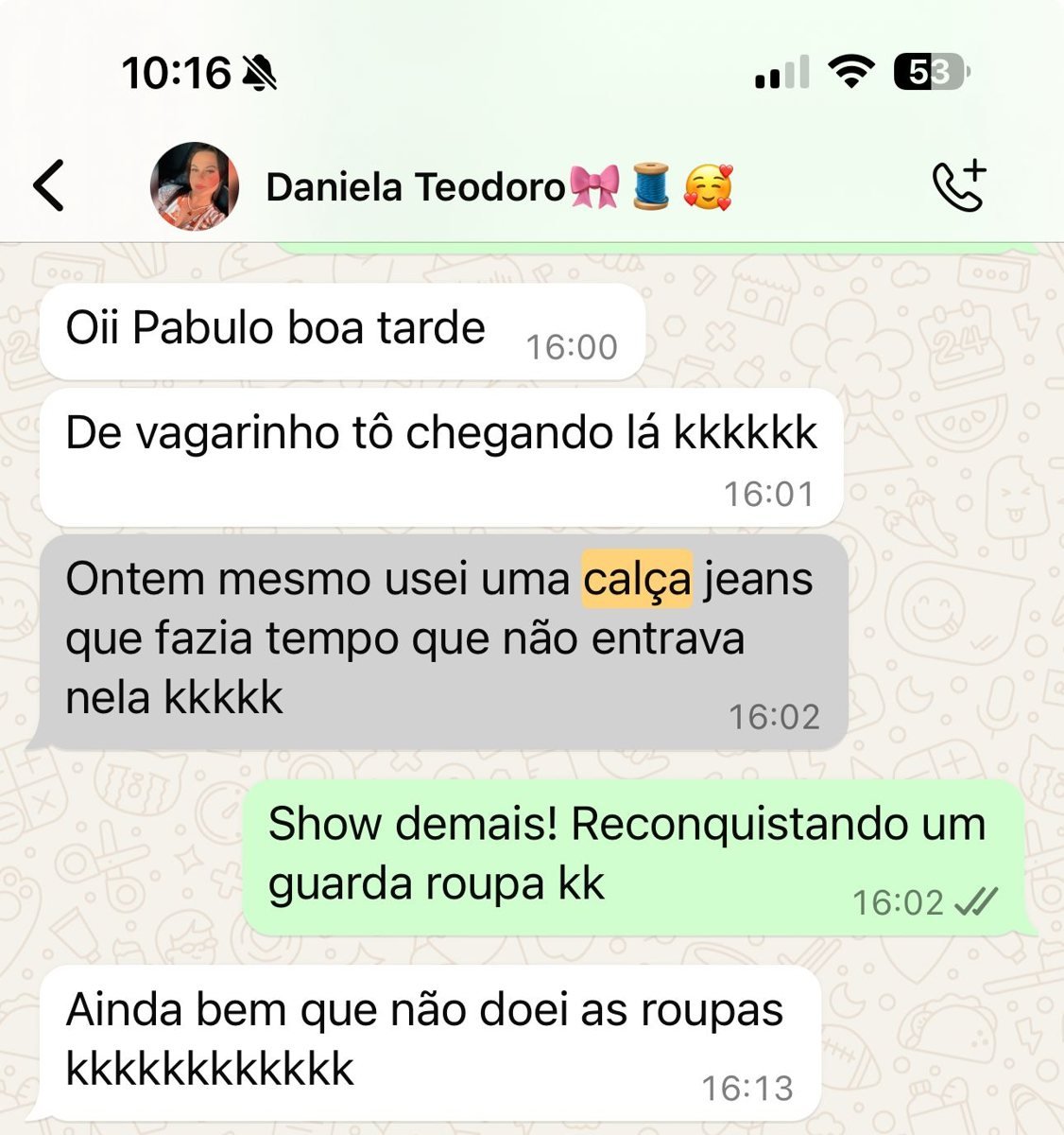 Depoimento de Daniela Teodoro